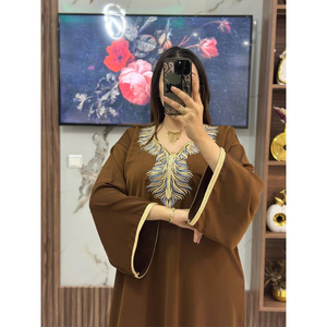 ชุดอาบายะห์ปักลายสีน้ำตาลสำหรับผู้หญิง แขนยาว ความยาวคลุมเท้า สไตล์เรียบร้อย ไซส์พลัส ใส่ได้ทุกวัน ทรงหลวม - Product Image 4