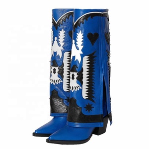 Botas Altas Retro Estilo Western para Mujer, Invierno, Tacón Medio Grueso, Talla Grande 43 - Product Image 1