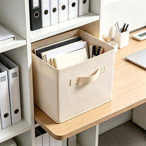 <span class=keywords><strong>Caja</strong></span> organizadora plegable de tela no tejida al por mayor de 11 pulgadas con asa, cajón de tela duradero para estantería modular - Product Image 3