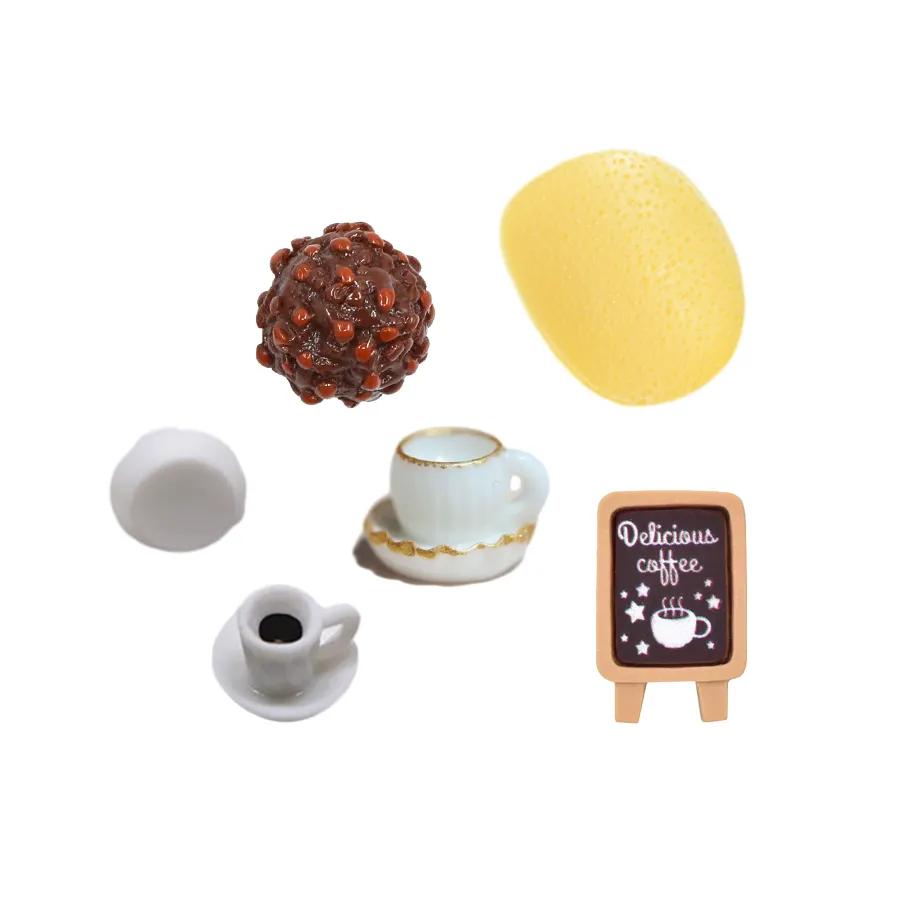 Schattige Miniatuur Koffieboard Cup Chocoladebal Aardappelchips Ontwerp Hars Handwerk Voor Diy Accessoires