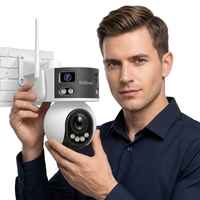 Caméra de liaison à balle ultra grand angle à 3 objectifs 8MP Vue panoramique à 180 ° Zoom 10x Système de vidéosurveillance PTZ Caméra IP Vue panoramique