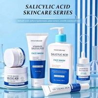 Ensemble de soins de la peau du visage à l'acide salicylique, nettoyant, tonique, crème, sérum, anti-acné, contrôle des boutons, cosmétiques pour le visage, produits de beauté