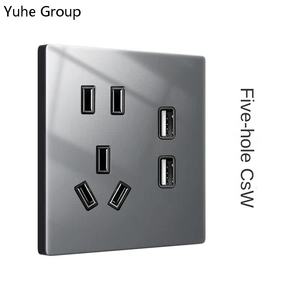 Universal standard <b>black</b> wall reset switch socket tempered glass acrylic panel socket circular <b>button</b> power wall socket - Product Image 6