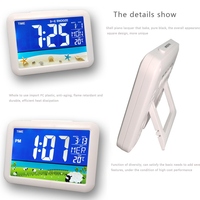 Réveil numérique LED à commande vocale, chargeur USB, affichage LCD, thermomètre, calendrier, réveil, veilleuse, décoration intérieure