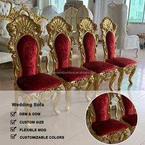 LEDA les chaises et les canapés de mariage rouge utilisés par la mariée et le marié, le trône de canapé dans le style royal, tous disponibles à la vente. - Product Image 4