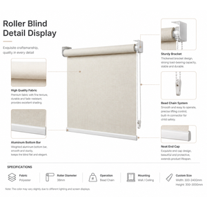 Light Filtering Cordless <strong>Roller</strong> <strong>Blinds</strong> 85gsm Linen Look Fabric Decorative <strong>Roller</strong> Shades <strong>Material</strong> for Indoor Window Home Office - Product Image 4