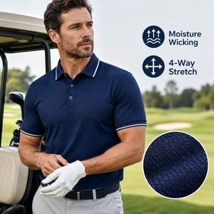 เสื้อโปโล Stif Collar Golf สำหรับธุรกิจ ซับเหงื่อ แห้งเร็ว ยืดหยุ่น ใส่สบาย เหมาะสำหรับออฟฟิศและกอล์ฟ รับสั่งทำ - Product Image 1