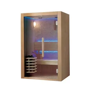 Modern Design Solid Wood Home 1 to 2 Person Small Cube Mini Sauna Room with Harvia heater