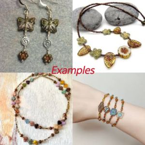 Multi Shapes Vintage Fish Flower Leaf Butterfly Opaque Turquoise Picasso Tchèque Glass Tile Beads for Jewelry Making - Product Image 2