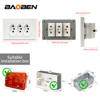 BAOBEN - Panel de PC Ignífugo Blanco de 118*72 mm, Enchufe de Pared con Doble USB Tipo C, Interruptor de Luz con 5 Puertos, Estándar Brasileño