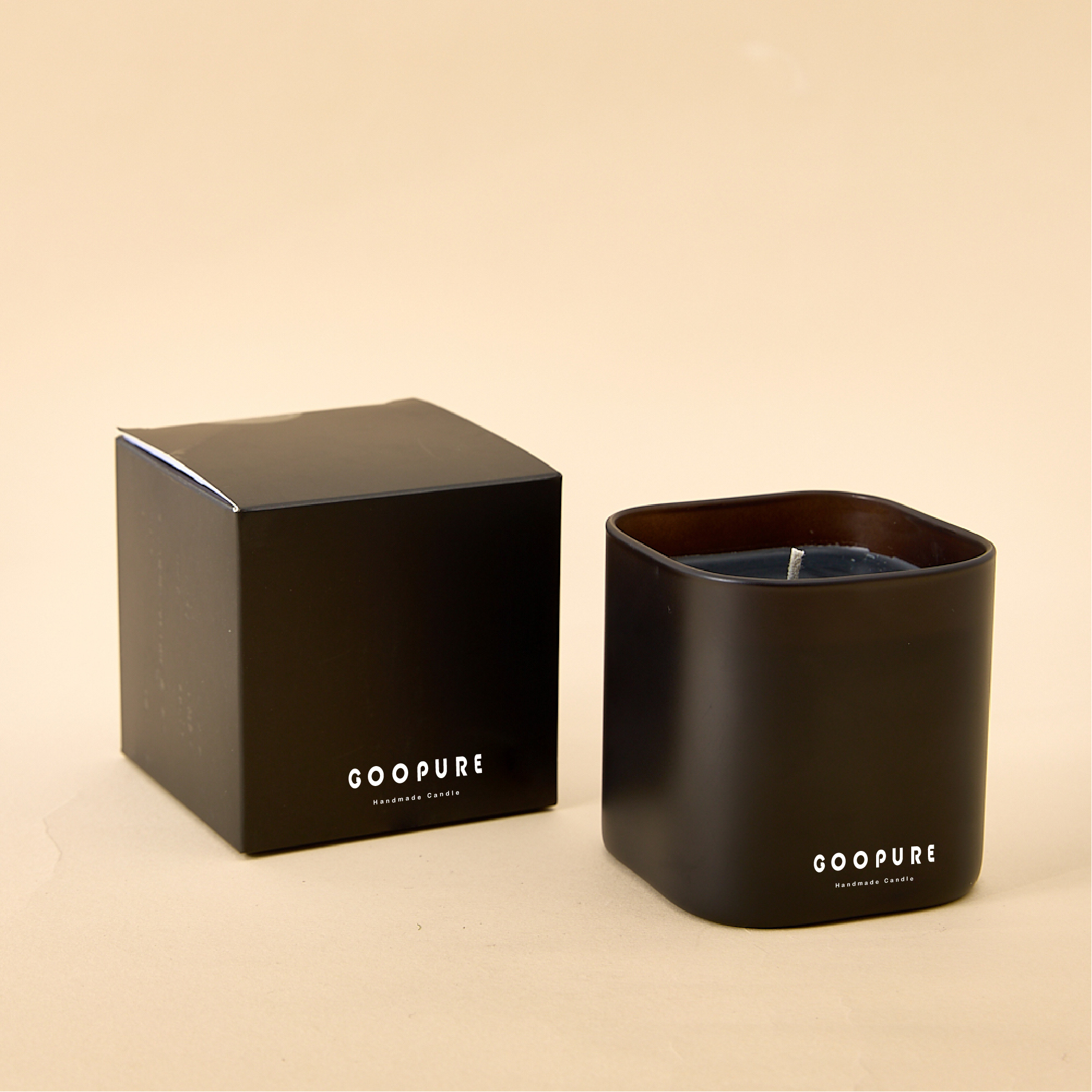 Wholesale 10oz Matte Black Brown White square Candle Glass Jar High ...