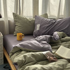 Parure de lit INS unie texturée froissée 200TC pour toutes saisons avec housse de <span class=keywords><strong>couette</strong></span>, taie d'oreiller et drap-housse – Collection Été 2026 – Livraison directe - Product Image 4