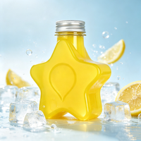 Bouteille en plastique jetable Guchang 50ml 250ml en forme d'étoile avec étiquette sérigraphiée et couvercle en aluminium pour emballage de boissons et jus – Vente en gros