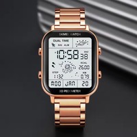 SKMEI jam tangan Pedometer multifungsi pria, arloji olahraga waktu ganda, StopWatch Digital tahan air 1888