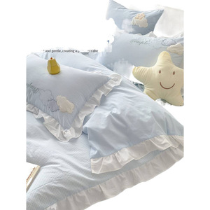 Pure Cotton Washed Cotton <b>Bedding</b> <b>Set</b> 100% Cotton Breathable Duvet Cover Sheets Home Use - Product Image 5