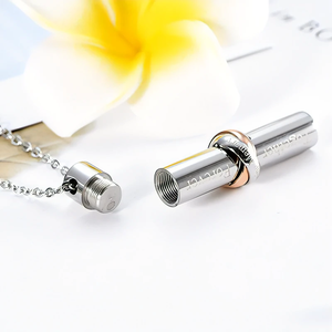 Kalung Liontin Urn Silinder untuk Abu Jenazah, Kalung Baja Anti Karat, Tempat Penyimpanan Kenangan Hewan Peliharaan, Perhiasan Kremasi untuk Wanita Pria, untuk Doa - Product Image 4
