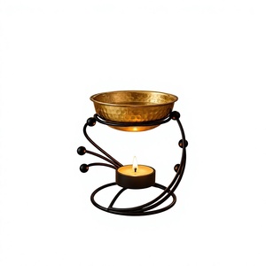 Brass Incense <b>Burner</b> with <b>Candle</b> Holder Aromatherapy Diffuser Black Metal Stand Decorative Home Fragrance <b>Burner</b> All Season Use - Product Image 1