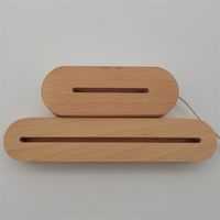 Vente en gros 3D illusion LED veilleuse 16 couleurs RVB télécommande boîte à piles socle de lampe en bois pour salon Design minimaliste