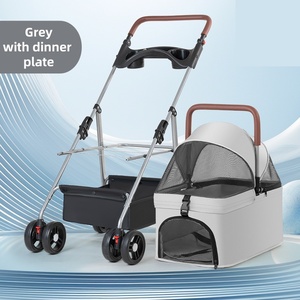 Portable <b>Foldable</b> Pet Stroller for Small & Medium Dogs Comfortable with 4 Wheels Adjustable Carrying & Water Bowl Set for Cats - Product Image 1