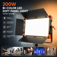 JIXIO Lampe Panneau LED Plate Métallique 200W à CRI Élevé Ra>97, Sans Scintillement, Lumière Douce, DMX512 Dimmable 3200-5600K avec Détection Faciale