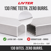 LIVTER 255*2.4*25.4*130T Lame de scie circulaire TCT pour la coupe de l'acier inoxydable et du plastique, disque de scie à métaux 255mm 130T