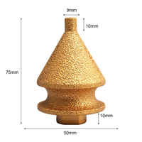 Foret de meulage multifonctionnel conique de type parapluie, brasé sous vide, pour carreaux de céramique, marbre et diamant, avec fonctions de chanfreinage et d'aléage
