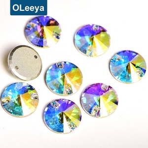 OLeeya Vente en gros Strass en verre K9 5A de qualité supérieure à dos plat 12mm à coudre sur vêtements et robes en vrac - Product Image 2