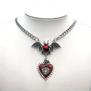 Collar con Colgante de Espejo de Sangre de Murciélago Vampiro Rojo Exagerado de <span class=keywords><strong>Estilo</strong></span> Gótico, Nuevo, Comercio Exterior Transfronterizo, Hecho Principalmente de Aleación - Product Image 5