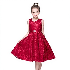 Abito da Principessa in Pizzo e Poliestere per Bambine, Vestito da Sera con Scollo a Cuore, <span class=keywords><strong>Regalo</strong></span> di Compleanno per Bambini, Colore Unico, per Celebrazioni di <span class=keywords><strong>Un</strong></span> <span class=keywords><strong>Anno</strong></span> - Product Image 2