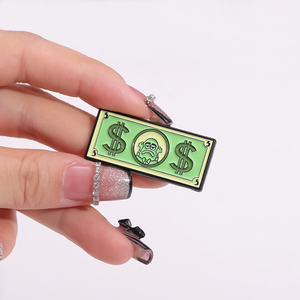 Broches en émail personnalisées en forme de coquillages marins et de billets de banque en dollars américains, badges de revers, bijoux amusants, cadeau pour enfants et amis - Product Image 1