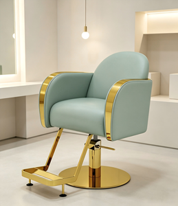 Silla de Estilismo Profesional Color Verde <span class=keywords><strong>Menta</strong></span>, Silla de Barbería Hidráulica Dorada para Peluquería - Product Image 5