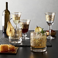 Verrerie de luxe, verres à boire, motif Floral en or clair imprimé, gobelets à vin d'eau en verre avec bord doré pour mariage, offre spéciale