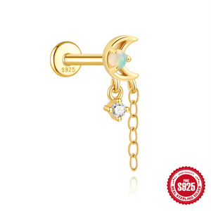 YW all'ingrosso anello a dorso piatto <span class=keywords><strong>trago</strong></span> <span class=keywords><strong>Piercing</strong></span> orecchini 925 in <span class=keywords><strong>argento</strong></span> Sterling borchia 18K placcato oro <span class=keywords><strong>Piercing</strong></span> per il corpo gioielli - Product Image 3