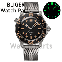 Montres pour hommes BLIGER 007 NTTD, 41 mm, acier inoxydable, NH35/PT5000, montre mécanique, verre saphir bombé, lunette en céramique, 10 bars d'étanchéité