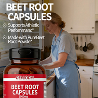 Capsules de racine de betterave 1000 mg - Superaliment pur, complément alimentaire pour adultes, soutien énergétique pour les performances sportives, 2 capsules par portion, 60 capsules