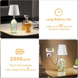 Wireless Rechargeable Wine Bottle Lamp,RGB <b>String</b> <b>Lights</b> Touch Table Lamp with Remote & Timer,Dimmable Cordless <b>Light</b> for Party - Product Image 4