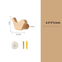 Crochets muraux en bois en forme d'oiseau, sans perçage, en hêtre, pour manteaux, décoratifs, adhésifs, porte-clés et serviettes, crochets muraux auto-adhésifs