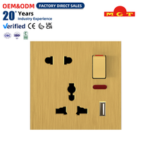 Prise murale personnalisée d'usine OEM avec interrupteur, double prise universelle et chargeur USB, avec voyant néon