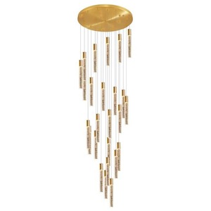 Moderno lujo vestíbulo escalera colgante tubo de cristal colgante luz Oro Grande largo candelabro personalizado para Villa - Product Image 5