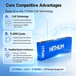 Sel Baterai LFP Hithium 1175Ah 3.2V 280Ah 314Ah Asli Cocok untuk Membangun Paket Baterai Penyimpanan Energi ESS 48V 96V - Product Image 6