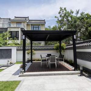 Pergola haut <span class=keywords><strong>de</strong></span> gamme en aluminium imperméable avec <span class=keywords><strong>éclairage</strong></span> LED intégré, pavillon <span class=keywords><strong>de</strong></span> jardin <span class=keywords><strong>extérieur</strong></span> pour repas en plein air - Product Image 1