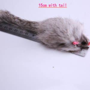 Grosir mainan kucing bulu kelinci dengan tikus berlari Mini lucu bermain tikus abu-abu mainan warna kucing - Product Image 4