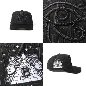 Gorra de Béisbol de Lujo con Bordado 3D de Esfinge y Pirámide, Pedrería, Línea Egipcia, Victor Mendivil, con Visera de Gamuza Negra - Product Image 6