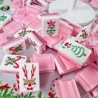 Tuiles de Mahjong en Acrylique Artisanales de Noël, Style Américain, Chiffres Anglais, Cadeau Créatif Personnalisé, Divertissement pour 3 à 4 Joueurs