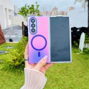 Z Fold 6 Gradient Colorful Durable Magnetic Translucent Phone Case for Samsung Galaxy Z Fold 7 <b>Wireless</b> Charging Frosting Cover - Product Image 4