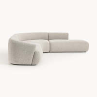 Canapé modulaire en L de luxe léger et moderne pour hôtel, en tissu bouclé, confortable pour salon, mobilier de maison détachable