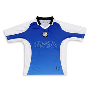 เสื้อฟุตบอลโพลีเอสเตอร์ 100% แบบยูนิเซ็กซ์ พิมพ์ลายแบบซับลิเมชั่น ปรับแต่งได้ ระบายอากาศดี แขนสั้น ผ้าตาข่าย - Product Image 2