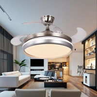 Ventilateur de plafond et lustre à LED intelligent de luxe moderne de 42 pouces avec ampoule moteur à courant continu matériau ABS télécommande Bldc à 6 vitesses