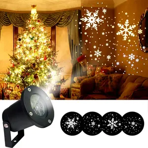 Kerst Sneeuwvlok Projector Lamp Kerst Led Podium Laserlicht Film Patroon Projector Wit Roterende Laser Licht