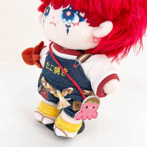 Poupée en peluche Takoyaki japonaise personnalisée avec ensemble de vêtements détachables, poupée en peluche avec support pour idole Kpop remplie de coton PP - Product Image 4